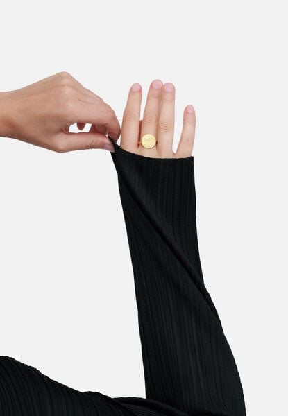 El Puente Ring 925er Silber (4,48 g), vergoldet, matt, gehämmert, Ø 17,5 mm (Einheitsgröße = 55) von El Puente