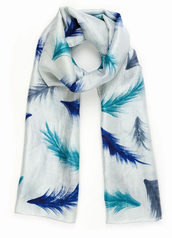 El Puente Seidenschal "Feather" // weiß, blau von El Puente