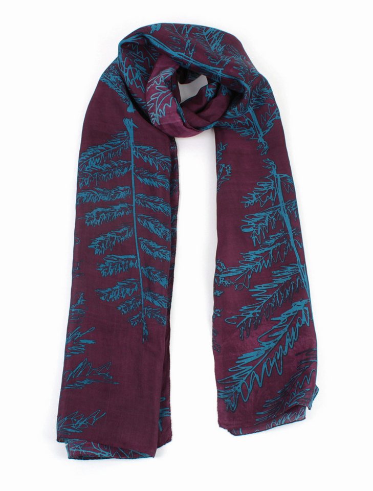 El Puente Seidenschal "Leaves" // burgunder, blau von El Puente