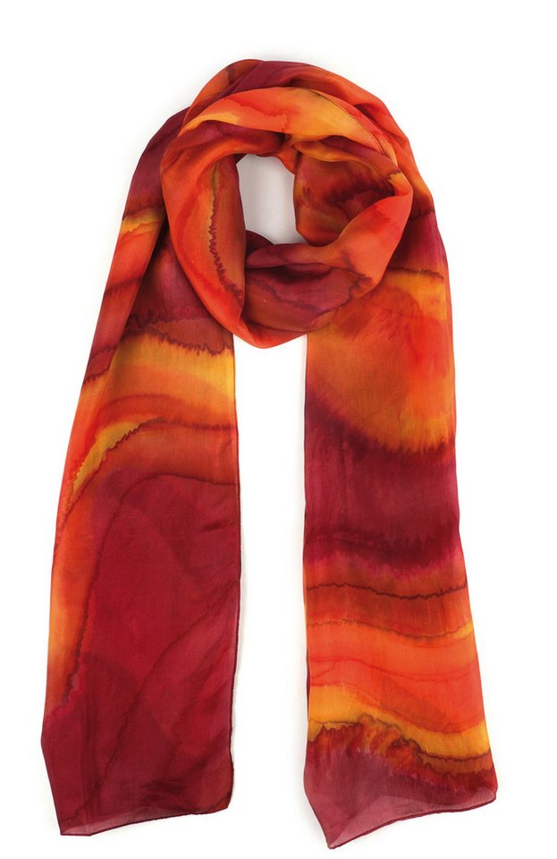 El Puente Seidenschal gebatikt // rot, orange, gelb von El Puente