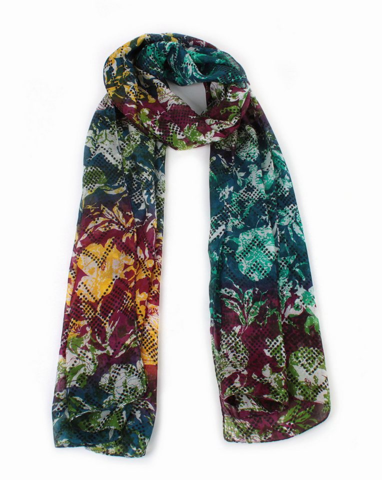 El Puente Seidenschal mit abstraktem Blumenmuster // multicolor von El Puente