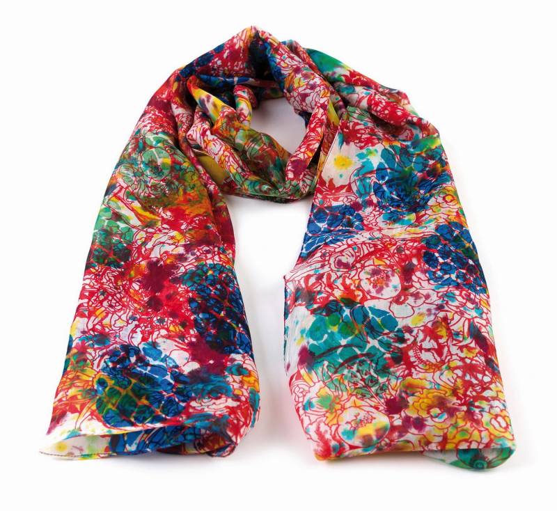 El Puente Seidenschal mit abstraktem Blumenmuster // multicolor von El Puente