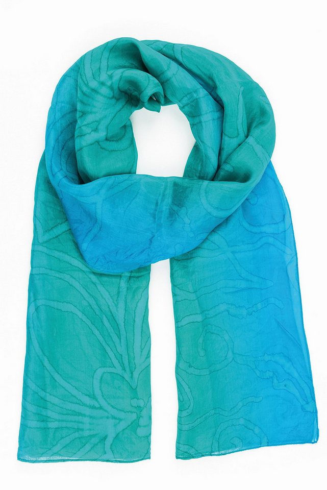 El Puente Seidenschal mit dezentem Batikmuster // türkis von El Puente