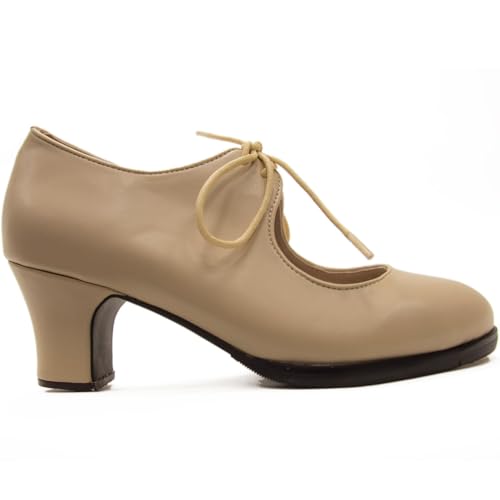 El Rocio desde 1980 Flamingo-Schuh mit doppelter Sohle und Schnürung, beige, 41 EU von El Rocio desde 1980