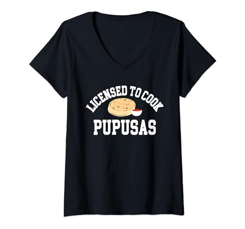 Damen Licensed To Cook Pupusas El Salvador T-Shirt mit V-Ausschnitt Damen Licensed To Cook Pupusas El Salvador T-Shirt mit V-Ausschnitt von El Salvador Mittelamerika Pupusa Design