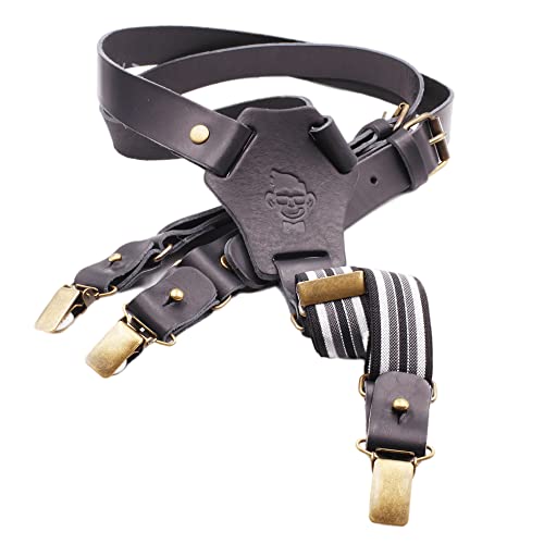 El mono con pajarita Lederhosenträger für Männer, Hosenträger für Männer, Vintage hosenträger leder, hosenträger herren extra stark clips. (Schwarz) von El mono con pajarita