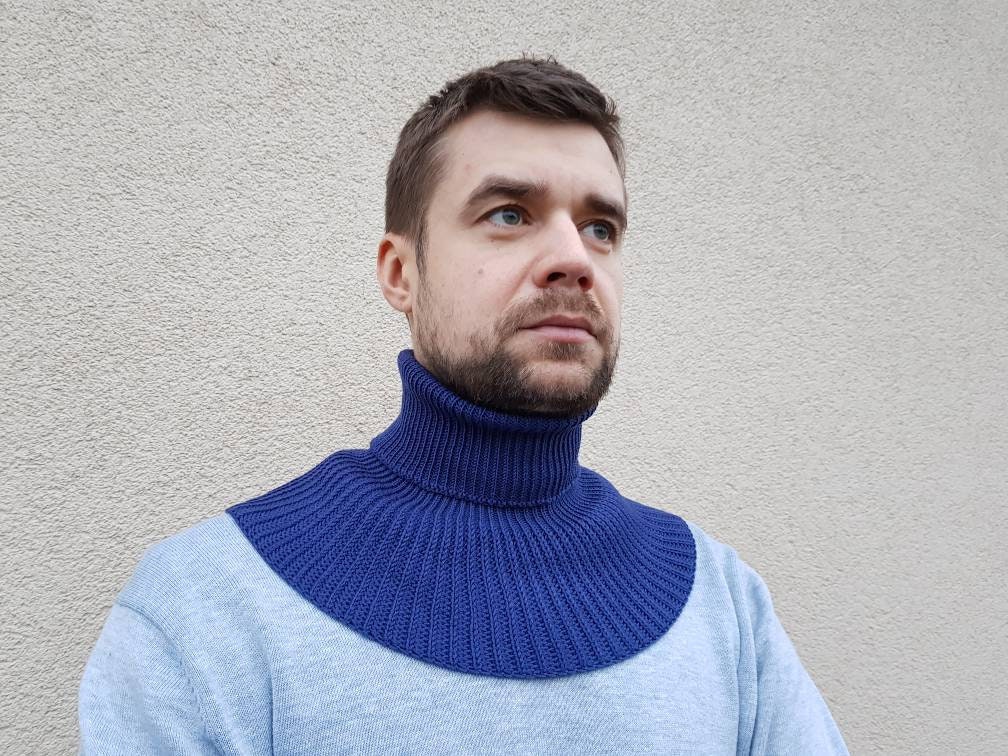 Halswärmer Männer, Strickschal Aus Merinowolle, Rollkragenpullover Dickie Blau von ElAliGoods