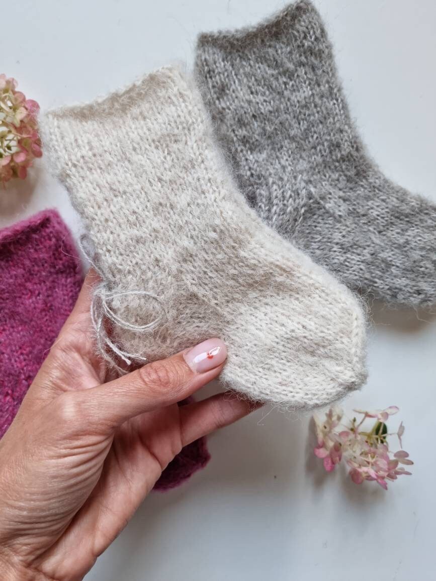 Socken Aus Merinowolle Und Alpaka Für Babys Wolle Babysocken Handgestrickte Kinder von ElAliGoods