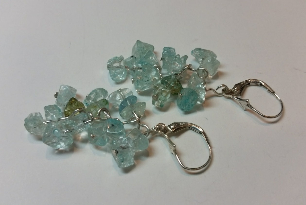 Aquamarin Ohrringe, Edelstein Schmuck, Tropfen Und Baumeln & Sterling Silber Ohrringe von ElaSeaGlassJewelry