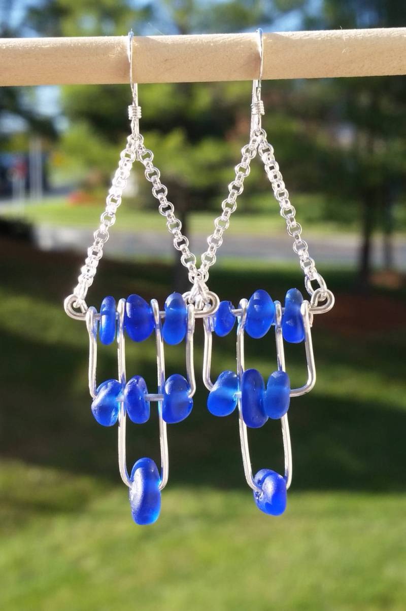 Sea Glass Ohrringe | Seeglas Schmuck Seaglass Industrielle Kronleuchter Handgefertigte Strand-Glas-Ohrringe Sea Glass Ohrringe | Seeglas Schmuck Seaglass Industrielle Kronleuchter Handgefertigte Strand-Glas-Ohrringe von ElaSeaGlassJewelry