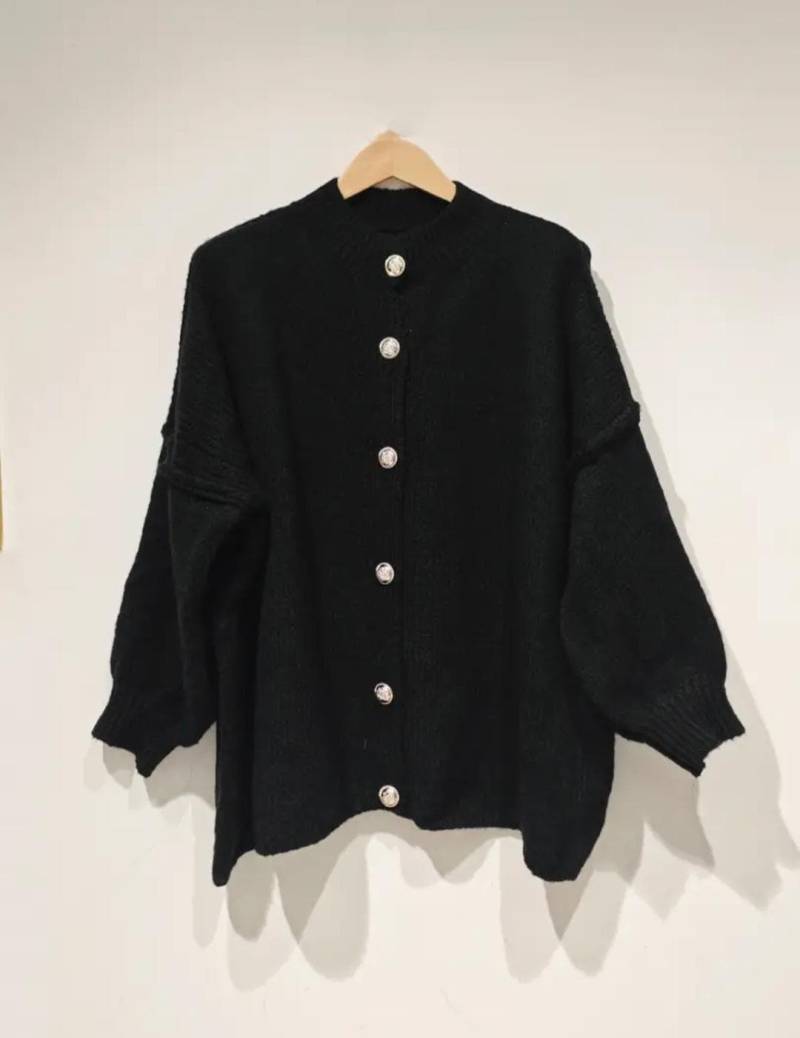 Kuscheliger Cardigan in Schwarz Strick Mit Knöpfen Bestseller von ElaaStoryStore