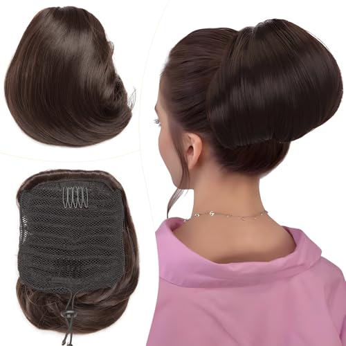 Elailite Haarteil Dutt mit Comb Haar Dutt Dunkelbraun, Pferdeschwanz Haardutt Chignon Synthetik Haarteile Kunsthaar Clip in Ponytail Extensions für Damen Elailite Haarteil Dutt mit Comb Haar Dutt Dunkelbraun, Pferdeschwanz Haardutt Chignon Synthetik Haarteile Kunsthaar Clip in Ponytail Extensions für Damen von Elailite