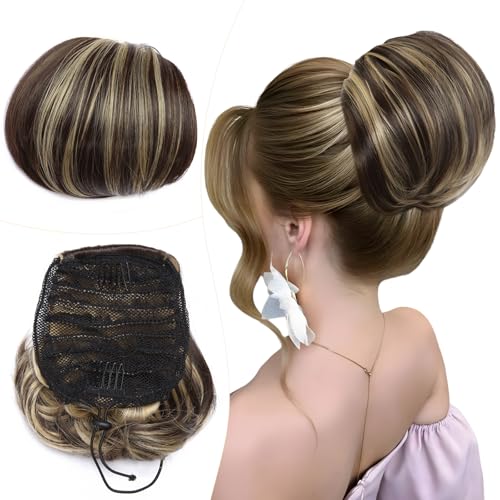 Elailite Haarteil Dutt mit Comb Haar Dutt Dunkelbraun/Blond Dunkel, Pferdeschwanz Haardutt Chignon Synthetik Haarteile Kunsthaar Clip in Ponytail Extensions für Damen Elailite Haarteil Dutt mit Comb Haar Dutt Dunkelbraun/Blond Dunkel, Pferdeschwanz Haardutt Chignon Synthetik Haarteile Kunsthaar Clip in Ponytail Extensions für Damen von Elailite