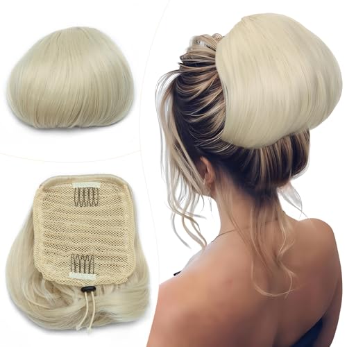 Elailite Haarteil Dutt mit Comb Haar Dutt Hellblond, Pferdeschwanz Haardutt Chignon Synthetik Haarteile Kunsthaar Clip in Ponytail Extensions für Damen von Elailite