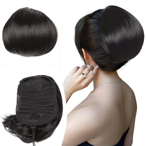 Elailite Haarteil Dutt mit Comb Haar Dutt Intensives Schwarz, Pferdeschwanz Haardutt Chignon Synthetik Haarteile Kunsthaar Clip in Ponytail Extensions für Damen Elailite Haarteil Dutt mit Comb Haar Dutt Intensives Schwarz, Pferdeschwanz Haardutt Chignon Synthetik Haarteile Kunsthaar Clip in Ponytail Extensions für Damen von Elailite