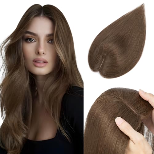 Elailite Haarteil Echthaar Topper Clip in Toupet Frauen Haartopper Extensions Seide Basis Clip in Extensions Haarverlängerung Remy Silk Base Glatt #04 Mittelbraun 25cm Elailite Haarteil Echthaar Topper Clip in Toupet Frauen Haartopper Extensions Seide Basis Clip in Extensions Haarverlängerung Remy Silk Base Glatt #04 Mittelbraun 25cm von Elailite