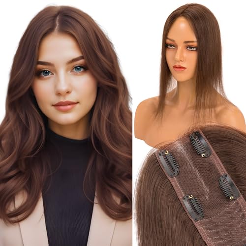 Elailite Hair Topper Echthaar Dunkelbraun #2, Clip in Toupet 30cm 41g Haarteil Damen Haartopper Handmade Silk Lace 6x15cm 130% Density Elailite Hair Topper Echthaar Dunkelbraun #2, Clip in Toupet 30cm 41g Haarteil Damen Haartopper Handmade Silk Lace 6x15cm 130% Density von Elailite