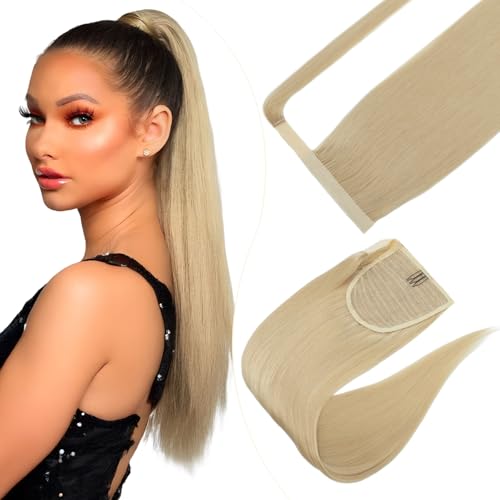 Elailite Pferdeschwanz Haarteil Extensions 100% Echthaar Zopf Haarverlängerung Damen Clip in Ponytail Extension blond schwarz glatt 40cm 80g #613 Gebleichtes Blond Elailite Pferdeschwanz Haarteil Extensions 100% Echthaar Zopf Haarverlängerung Damen Clip in Ponytail Extension blond schwarz glatt 40cm 80g #613 Gebleichtes Blond von Elailite