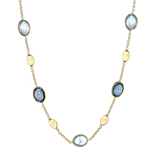 Elaine Firenze Damen-Collier Gold 585 / 14K Blautopas eleganter Halsschmuck aus Echtgold, wunderschöne Geschenkidee für Frauen, 223827C von Elaine Firenze