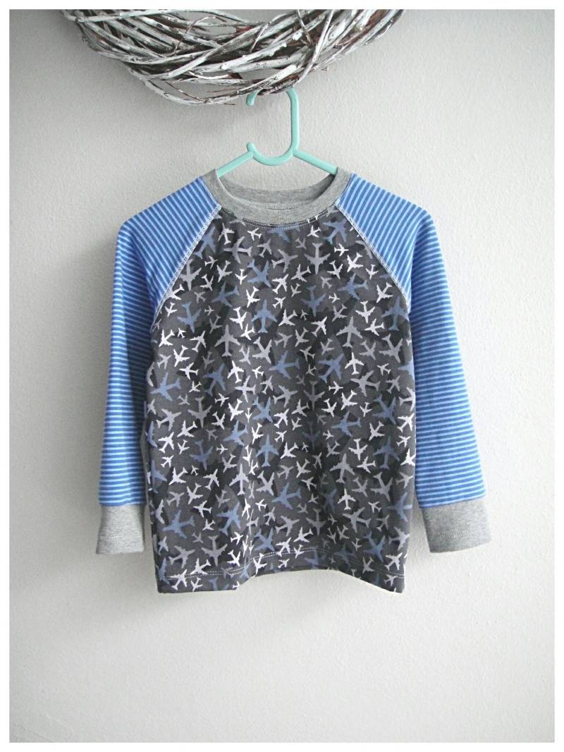 Langarmshirt, Gr.104, Flugzeuge, Blau /Grau von ElaineDesignBoutique