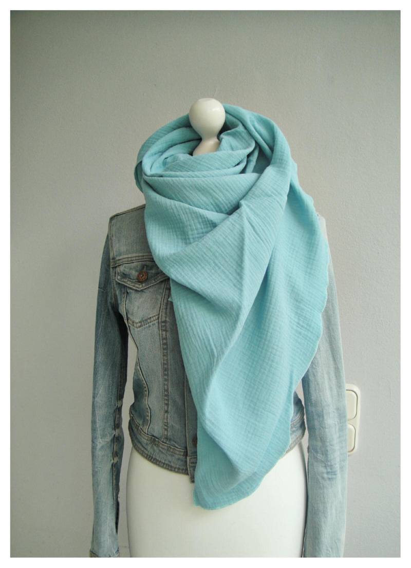 xxl Dreieckstuch, Musselin, Aquablau, Musselintuch von ElaineDesignBoutique