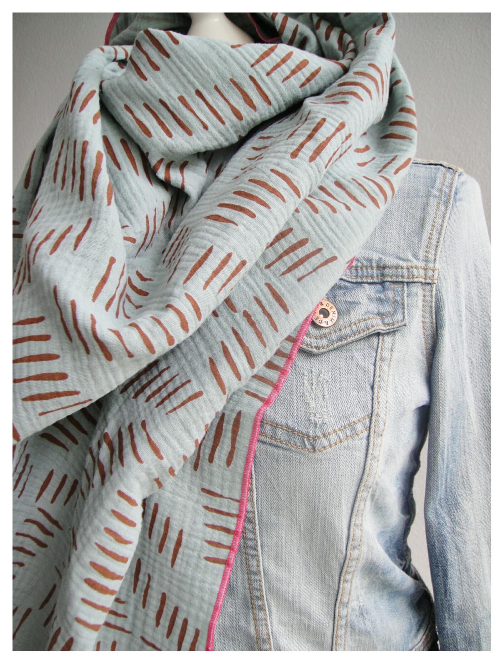 xxl Dreieckstuch, Musselin, Mintblau/Braun, Abstrakt Gemustert, Musselintuch xxl Dreieckstuch, Musselin, Mintblau/Braun, Abstrakt Gemustert, Musselintuch von ElaineDesignBoutique
