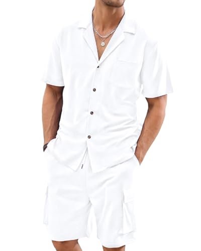 Elainone Herren Trainingsanzug Sommer Outfit Zweiteiler Set 2 Teiler Hemd Shorts Tshirt Sweatsuit Strandanzug M-3XL Elainone Herren Trainingsanzug Sommer Outfit Zweiteiler Set 2 Teiler Hemd Shorts Tshirt Sweatsuit Strandanzug M-3XL von Elainone