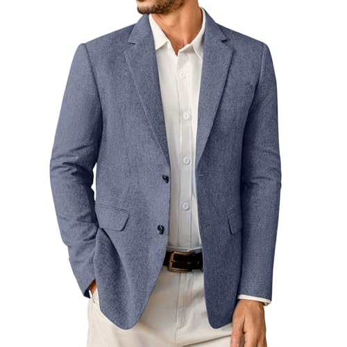 Elainone Sakko Herren Sportlich Modern Blazer Jackett zu Jeans Regular Fit Leicht Sakkos für Herren Blaue 3XL von Elainone