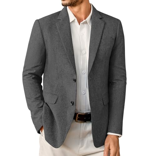 Elainone Sakko Herren Sportlich Modern Blazer Jackett zu Jeans Regular Fit Leicht Sakkos für Herren Dunkelgrau S von Elainone