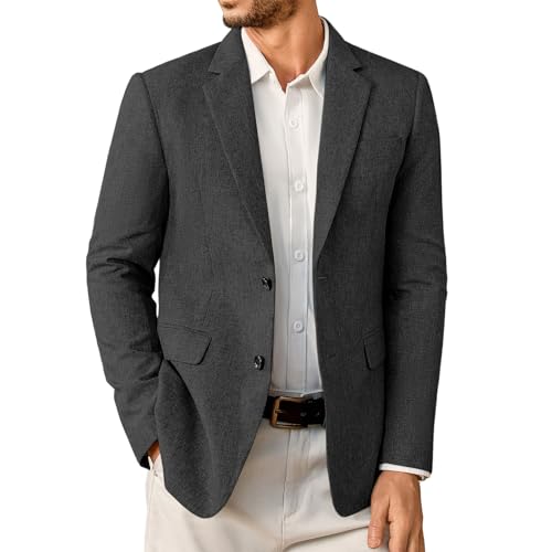 Elainone Sakko Herren Sportlich Modern Blazer Jackett zu Jeans Regular Fit Leicht Sakkos für Herren Dunkelgrau XXL von Elainone