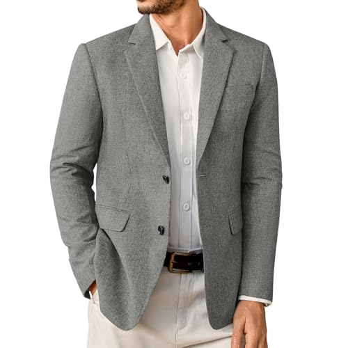 Elainone Sakko Herren Sportlich Modern Blazer Jackett zu Jeans Regular Fit Leicht Sakkos für Herren Grau S von Elainone