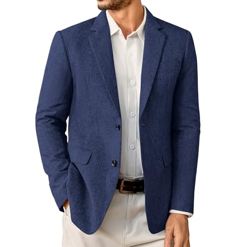Elainone Sakko Herren Sportlich Modern Blazer Jackett zu Jeans Regular Fit Leicht Sakkos für Herren Marineblau L von Elainone