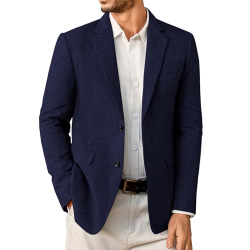 Elainone Sakko Herren Sportlich Modern Blazer Jackett zu Jeans Regular Fit Leicht Sakkos für Herren Marineblau XL von Elainone