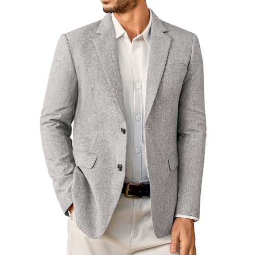 Elainone Sakko Herren Sportlich Modern Blazer Jackett zu Jeans Regular Fit Leicht Sakkos für Herren Mistygrau L von Elainone