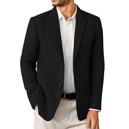 Elainone Sakko Herren Sportlich Modern Blazer Jackett zu Jeans Regular Fit Leicht Sakkos für Herren Schwarze M von Elainone