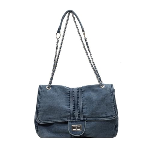 Denim Umhängetasche Vinatge Crossbody Tote Bag Kettenriemen, Dunkelblau, Umhängetasche Vintage Denim Umhängetasche Vinatge Crossbody Tote Bag Kettenriemen, Dunkelblau, Umhängetasche Vintage von Elallin