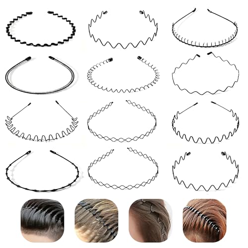12PCS Metall Haarband, Schwarz Haarreif Welle Metall, Haarreifen Unisex, Multi-Stil Haarbänder für Männer Frauen, für Sports, Yoga, Make-up 12PCS Metall Haarband, Schwarz Haarreif Welle Metall, Haarreifen Unisex, Multi-Stil Haarbänder für Männer Frauen, für Sports, Yoga, Make-up von Elalove