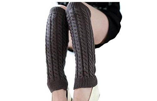 Elandy Thermo-Beinstulpen für den Winter, lange Socken, Stiefelbündchen, Topper für Damen, Mädchen, dunkelgrau von Elandy