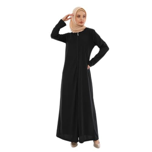 Elanesa Damen-Abaya mit Reißverschluss (12328, Schwarz, extra groß) von Elanesa