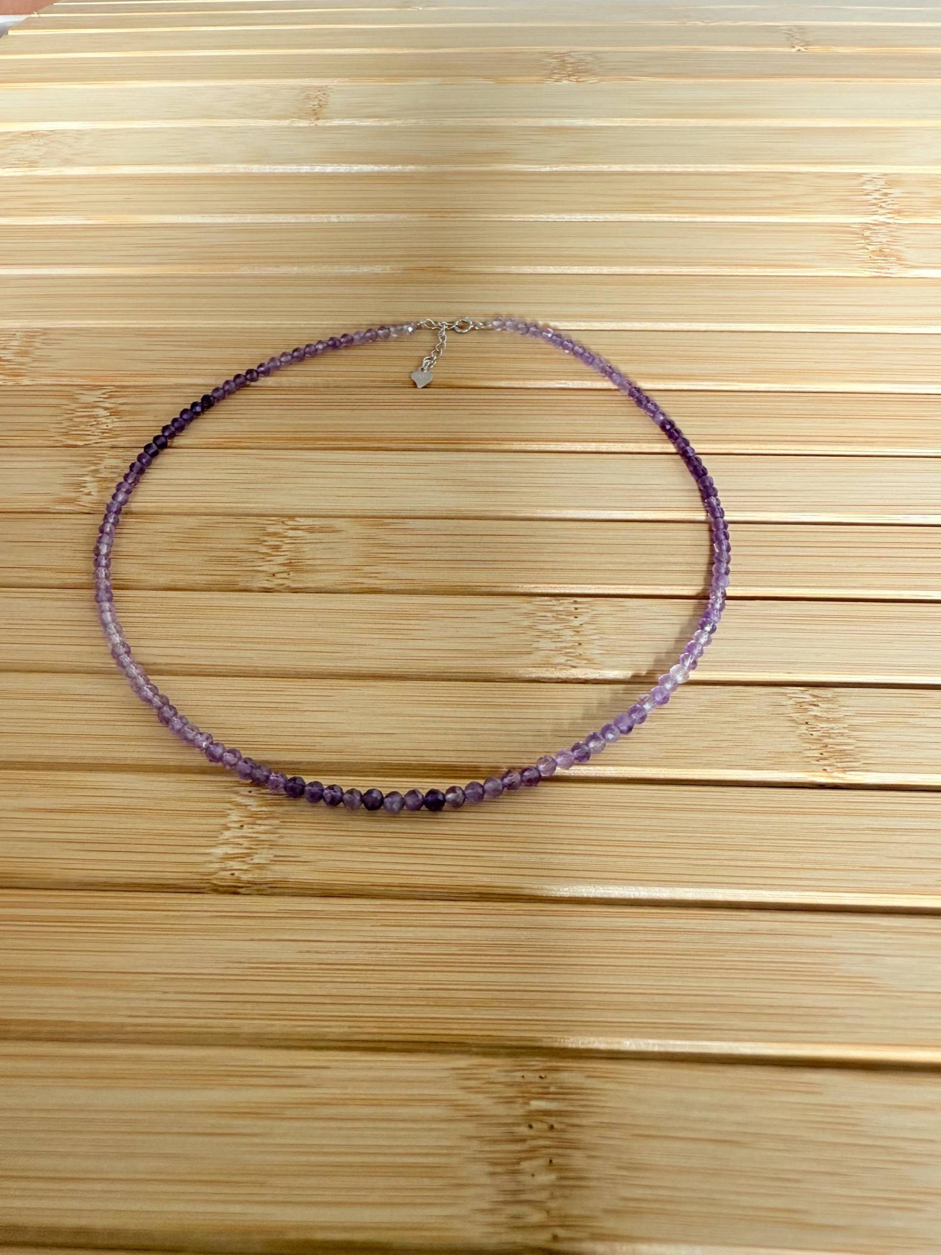 Amethyst Necklace, Tiny 3-4mm Dainty S925 Silver, Heart Pendant, Gift For Her von ElanovaJewelry