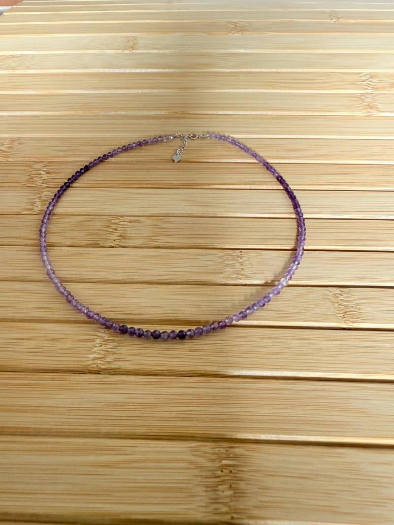 Amethyst Necklace, Tiny 3-4mm Dainty S925 Silver, Heart Pendant, Gift For Her von ElanovaJewelry