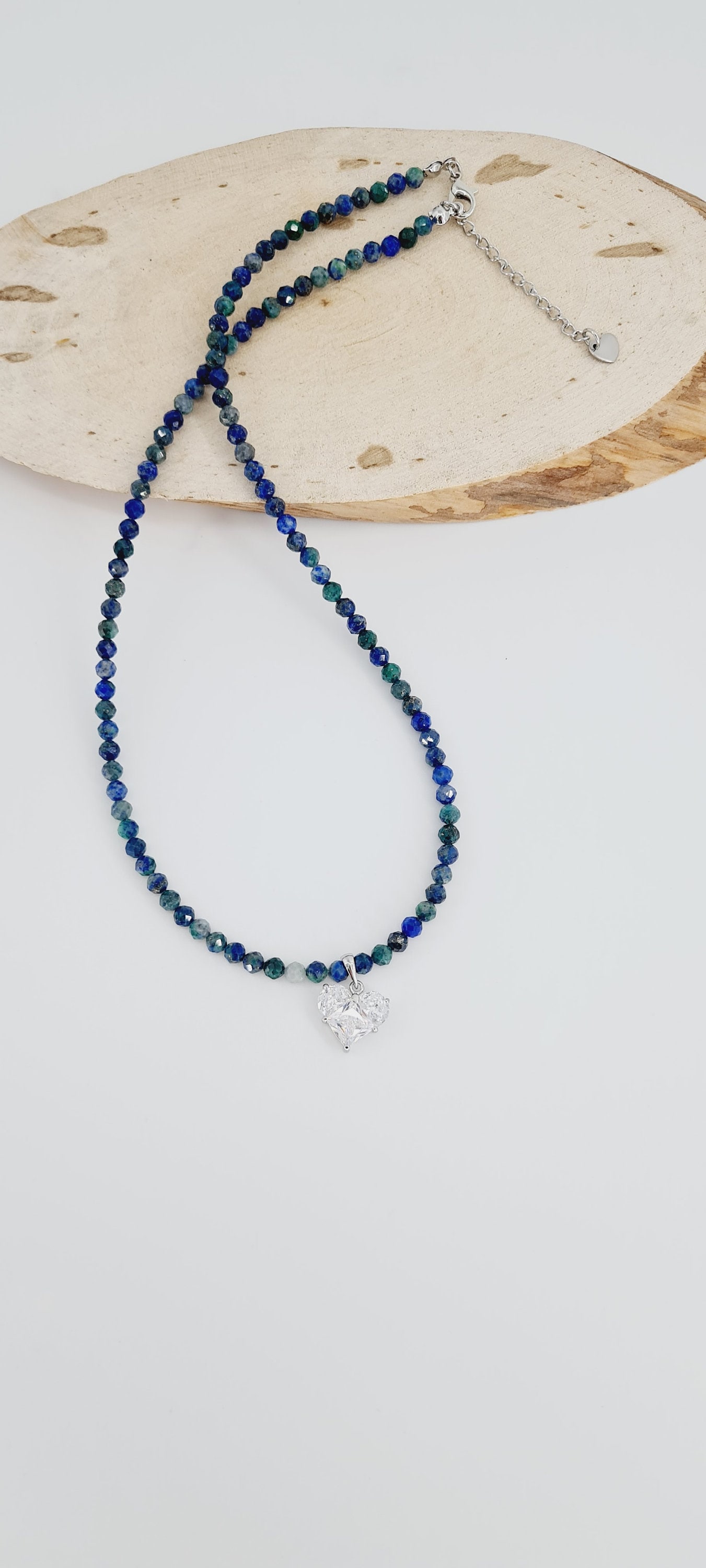 Genuine Azurite Necklace, Necklace For Women, 3 Mm/4 Mm Azurite, Jewelry Heart Chakra Healing Self Love, Gift Her, Minimal Dainty Necklace von ElanovaJewelry