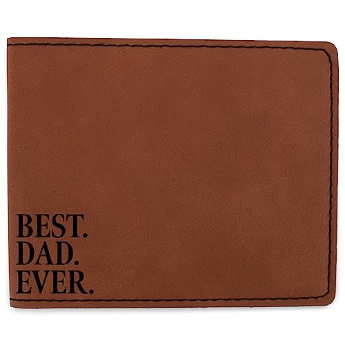 Elanze Designs Best Dad Ever Geldbörse aus Kunstleder, 11,4 x 8,9 cm, Sattel Tan Schwarz, 4.5 x 3.5, Sattel "Best Dad Ever", Hellbraun von Elanze Designs