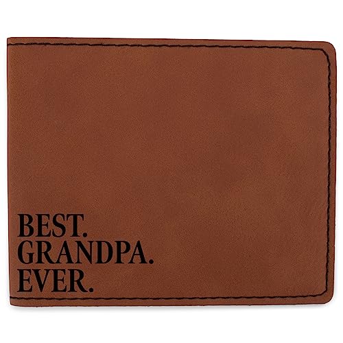 Elanze Designs Best Grandpa Ever Geldbörse aus Kunstleder, 11,4 x 8,9 cm, Sattel Tan Schwarz, 4.5 x 3.5, Sattel "Best Grandpa Ever", Hellbraun von Elanze Designs