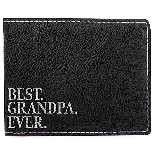 Elanze Designs Best Grandpa Ever Geldbörse aus Kunstleder, 11,4 x 8,9 cm, Schwarz / silberfarben, 4.5 x 3.5, Schriftzug "Best Grandpa Ever", Schwarz / silberfarben von Elanze Designs