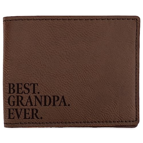 Elanze Designs Best Grandpa Ever Geldbörse aus Kunstleder, 11,4 x 8,9 cm, braun / schwarz, 4.5 x 3.5, Best Grandpa Ever Brown Black Script von Elanze Designs