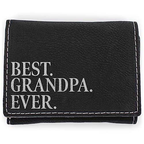 Elanze Designs Best Grandpa Ever Geldbörse aus Kunstleder, 3 x 4 cm, Schwarz / silberfarben, 3 x 4, Schriftzug "Best Grandpa Ever", Schwarz / silberfarben von Elanze Designs