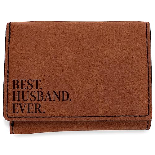 Elanze Designs Best Husband Ever Geldbörse aus Kunstleder, 3 x 4 cm, Sattel Tan Schwarz, 3 x 4, Sattel "Best Husband Ever", Hellbraun von Elanze Designs