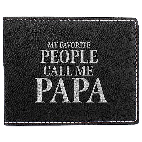 Elanze Designs Favorite People Call Me Papa Geldbörse aus Kunstleder, 11,4 x 8,9 cm, Schwarz / silberfarben, 4.5 x 3.5, "Favorite People Call Me Papa", Schwarz / Silberfarben von Elanze Designs