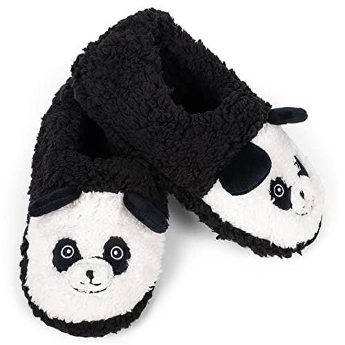 Elanze Designs Gemütliche Damen-Hausschuhe mit Plüschfutter, rutschfest, flauschig, weich, Schwarz Panda, Small Elanze Designs Gemütliche Damen-Hausschuhe mit Plüschfutter, rutschfest, flauschig, weich, Schwarz Panda, Small von Elanze Designs